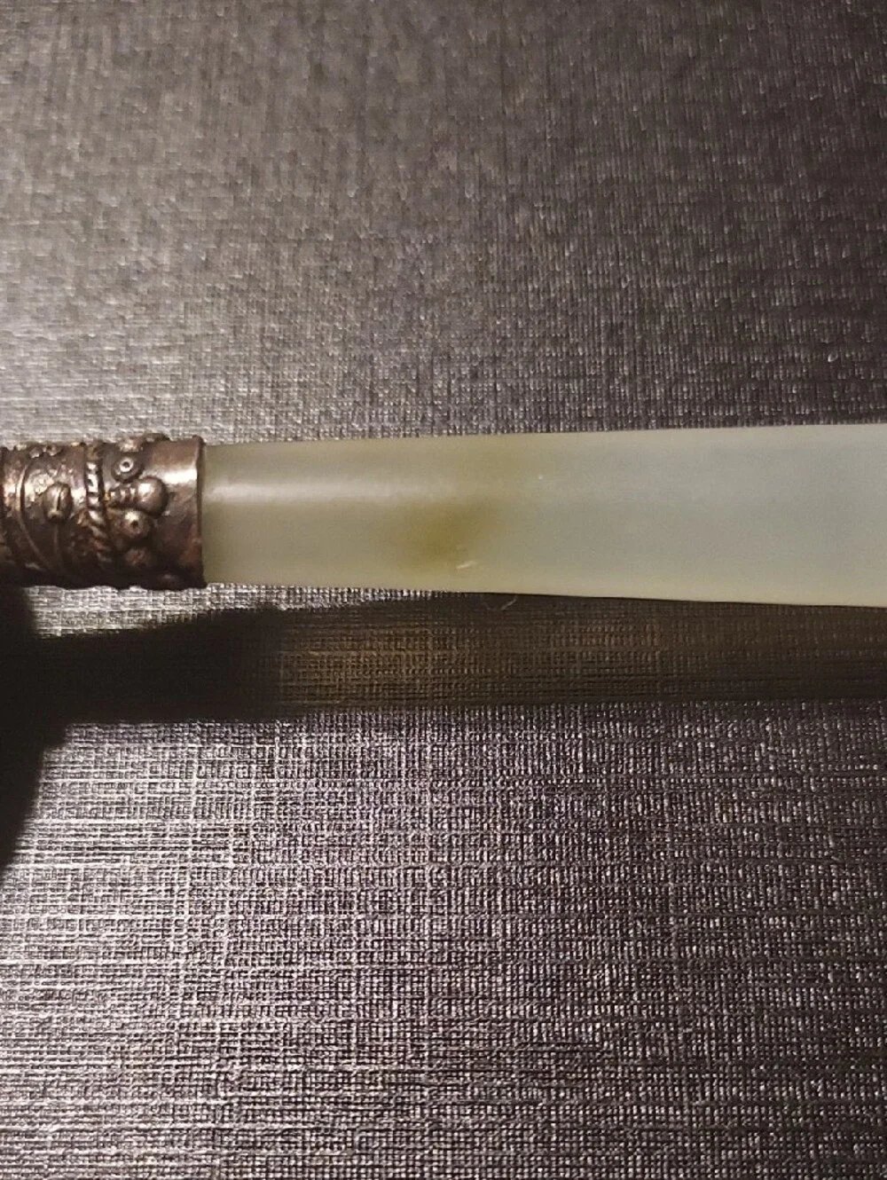 Vintage Chinoiserie Jade Handle Dragon Mirror Carnelian Silver Vanity Antique - Picture 8 of 12